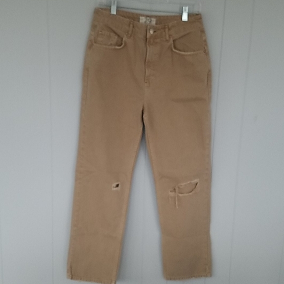 New Free People Tan Distressed Straight Le… - Picture 3 of 13